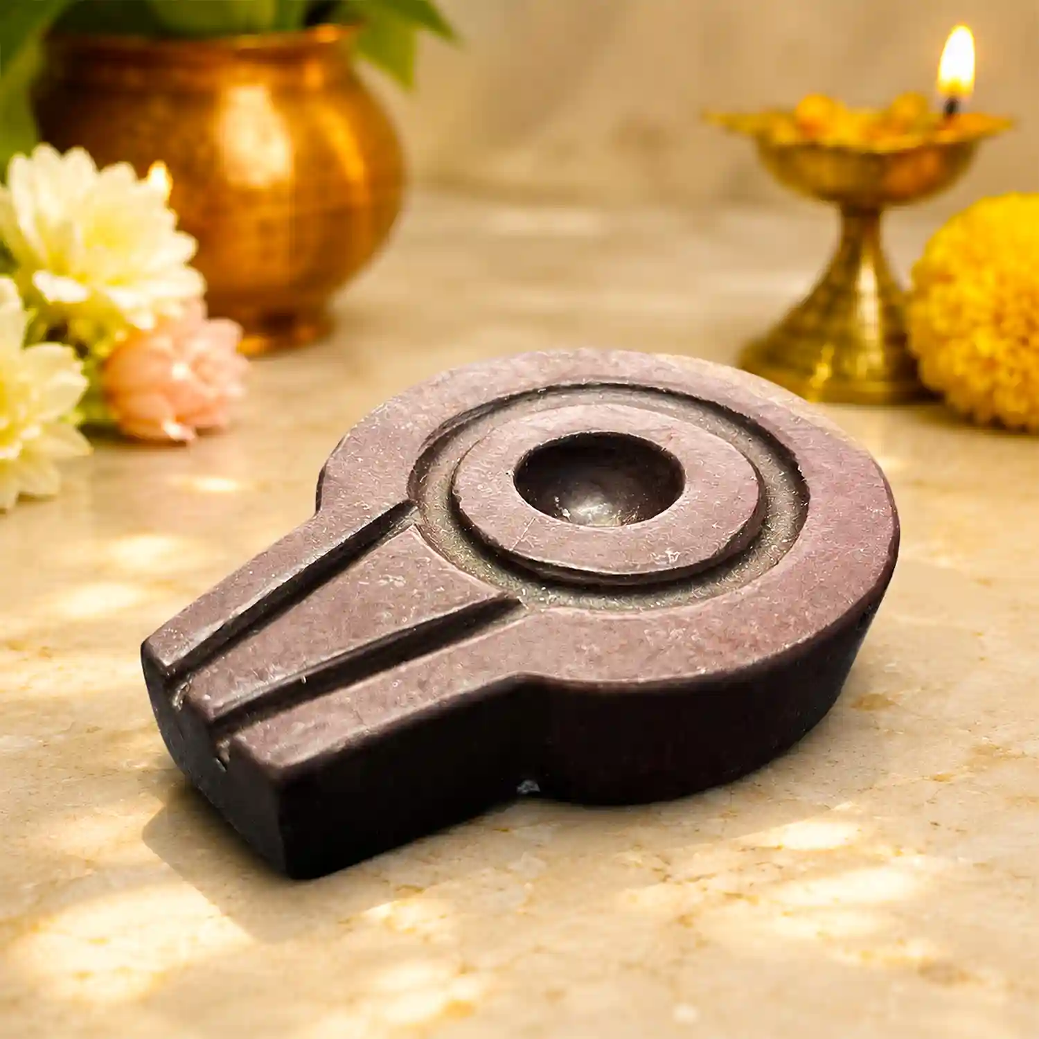 Narmadeshwar Shivling Jaladhari Flat 3 Inch